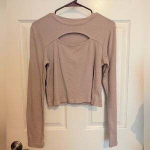 Zella Taupe Ribbed Long Sleeve with Front Cutout